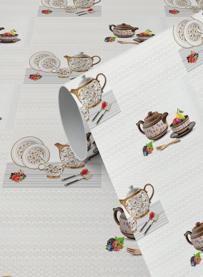DSticker Kitchen Wallpaper Oil Proof Waterproof Wallpaper for Walls Size (200x40) Cm Wall Stickers for Kitchen, Self Adhesive Wallpaper for Kitchen, Cup Plate Set Wall Paper for Kitchen - Image 1